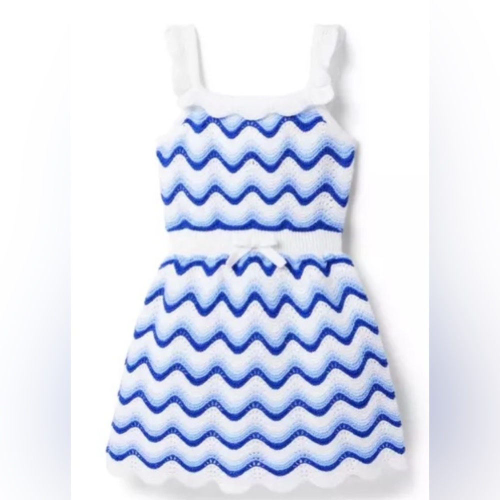 Janie and Jack Blue and White Zigzag Dress